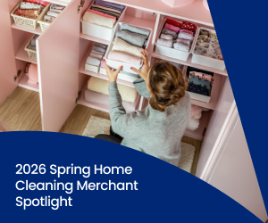 woman organizing her closet with pink bins for spring cleaning